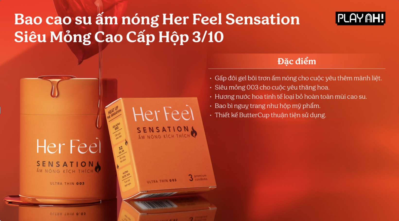 Bao Cao Su Nóng Ấm PlayAh Her Feel Sensation Hương Nước Hoa