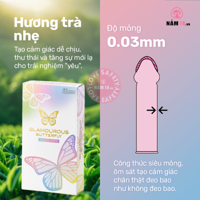 Bao Cao Su Jex Glamourous Butterfly Melty Hương Trà