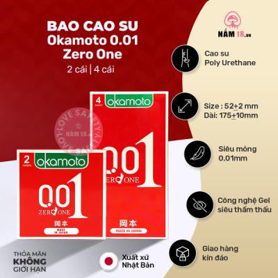 Bao Cao Su Siêu Mỏng Okamoto 0.01 Zero One