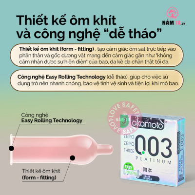 Bao Cao Su Siêu Mỏng Okamoto 0.03 Platinum