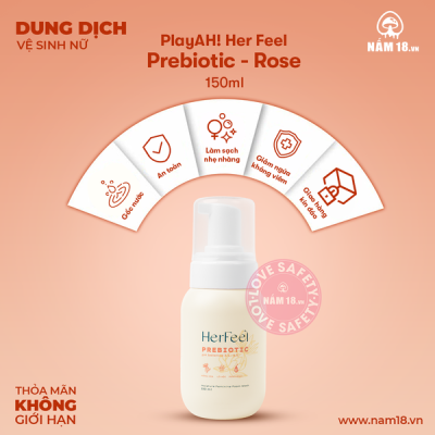 Dung Dịch Vệ Sinh Phụ Nữ Her Feel Prebiotic Rose Kháng Viêm Khử Mùi