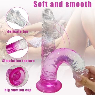 Dương Vật Dính Tường Dildo Silicone Trong Suốt