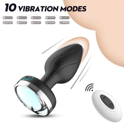 Phích Cắm Hậu Môn Silicone 10 Chế Độ Rung Có Đèn Led