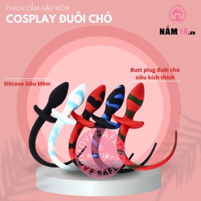 Phích Cắm Hậu Môn Silicone Coslay Đuôi Chó BDSM