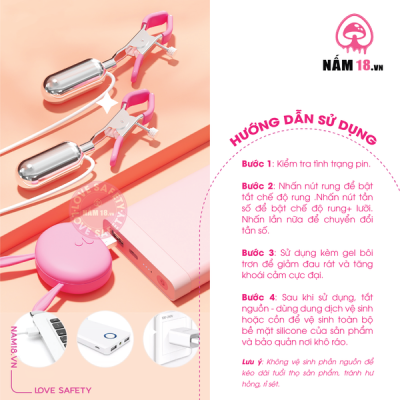 Kẹp Vú Punch Delight Kèm Lưỡi Liếm Rung Đa Chế Độ - Sạc Điện