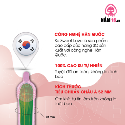 Bao Cao Su Hương Dâu SO Sweet Love - Hộp 12 Cái